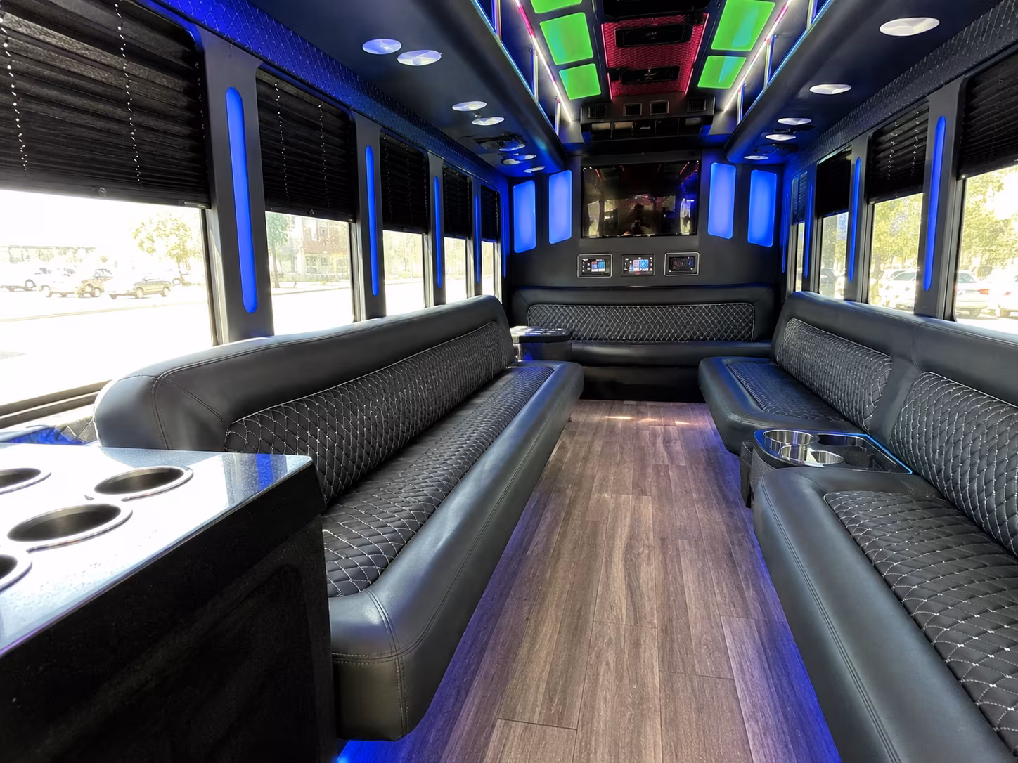 greenville 15 passenger party bus inside