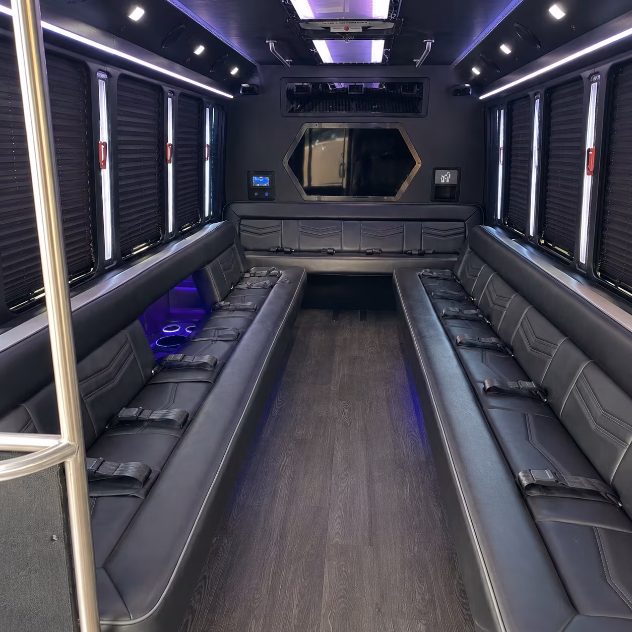 greenville 18 passenger party bus interior