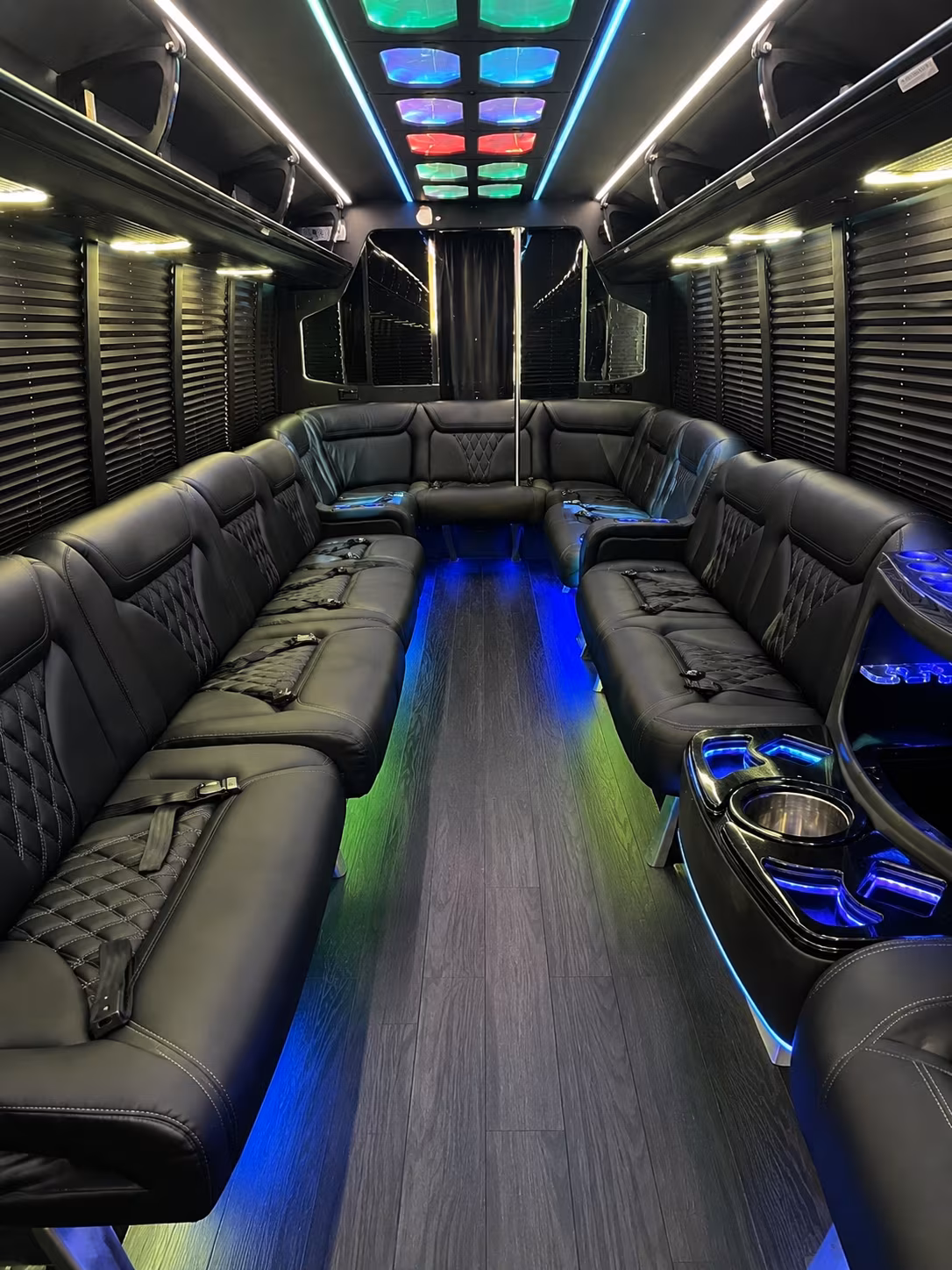 greenville 20 passenger party bus interior