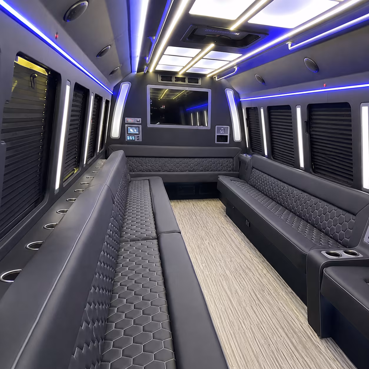greenville 40 passenger party bus inside